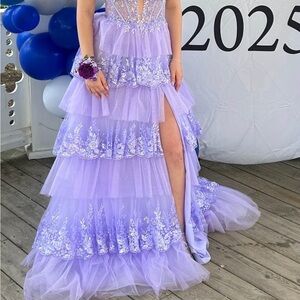 Sherri Hill Lavender Tiered Prom Dress
